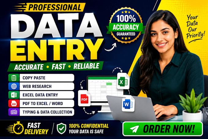 do excel data entry, typing work and online research
