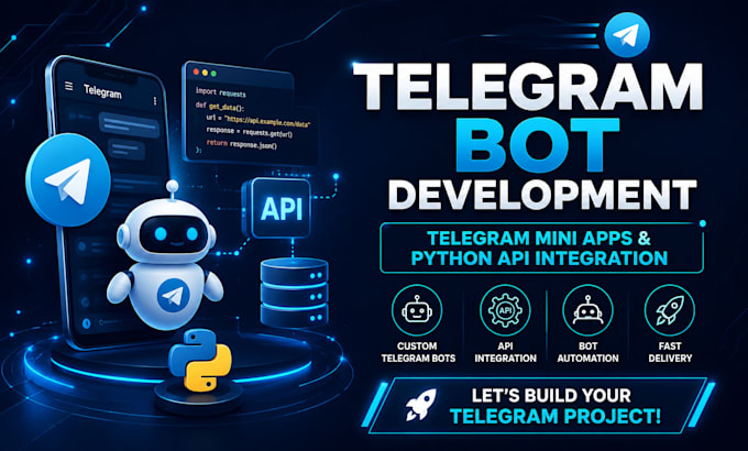 build a telegram mini app, telegram bot, and API integration using python