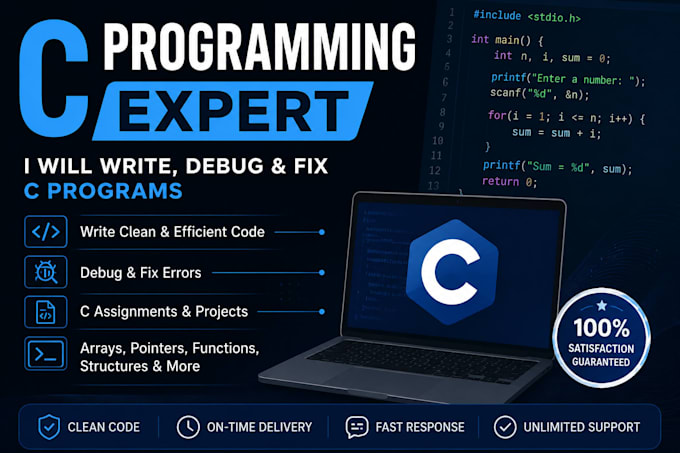 write debug, and fix c programming code
