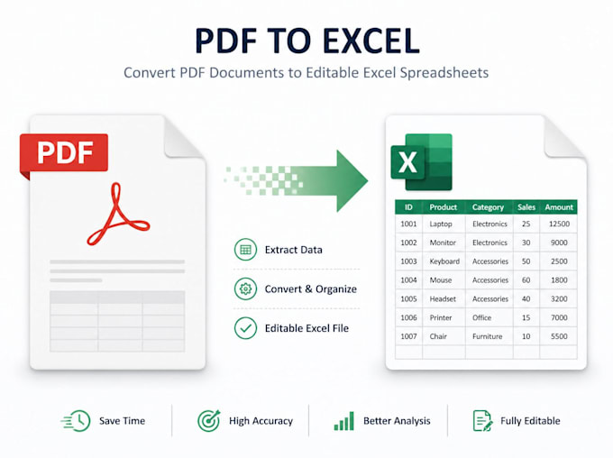 convert PDF to excel or bank statement to excel with 100 accuracy