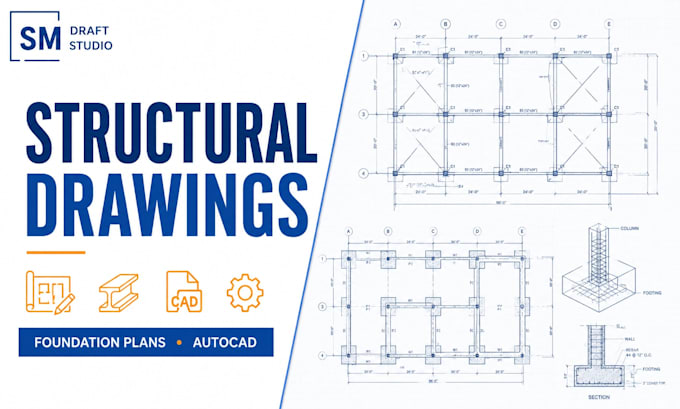 create structural drawings, structural drafting and foundation plans in autocad