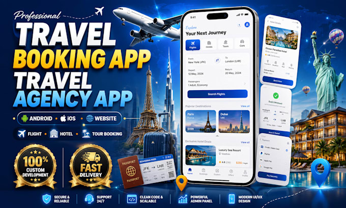 develop travel agency app booking app website