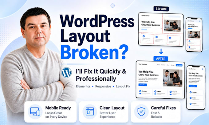 fix wordpress layout, responsive and elementor issues