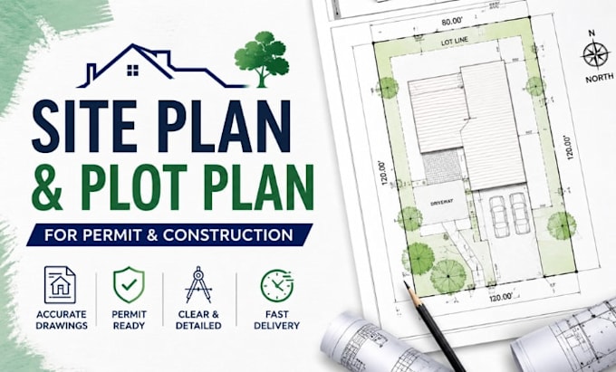 draw site plan, plot plan for permit, land layout for construction projects