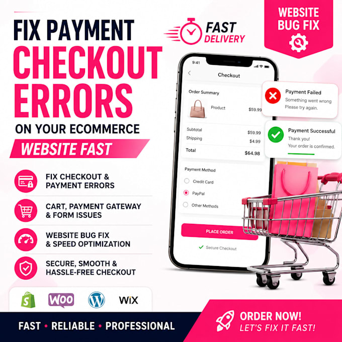 fix payment checkout errors on your ecommerce website fast website bug fix cart