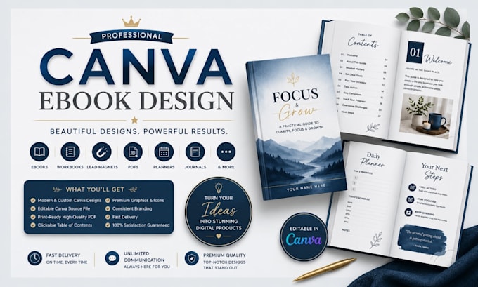 design canva ebook, workbook, lead magnet and PDF layout