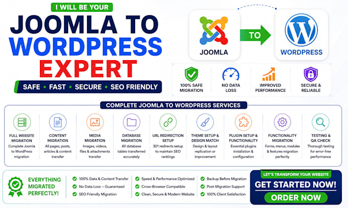 migrate joomla to wordpress, website transfer and migration