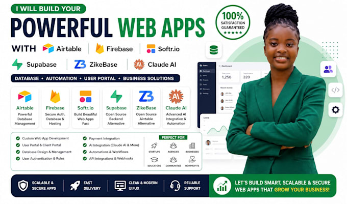 airtable firebase database softrio supabase webapp user portal zike base claude