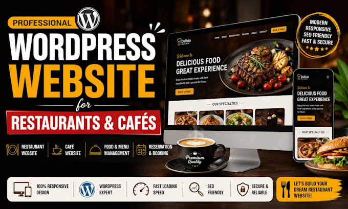 design a wordpress restaurant website for restaurants and cafés