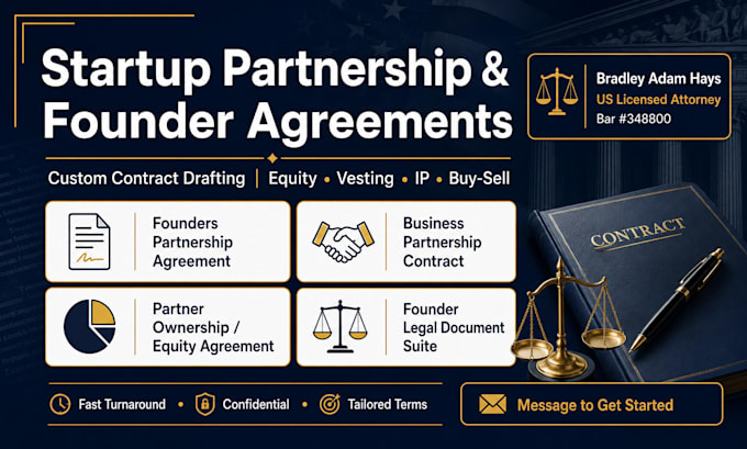 write a custom startup business partnership contract