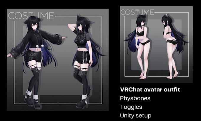 make vrchat avatar outfit with physbones, toggles, optimization and unity setup