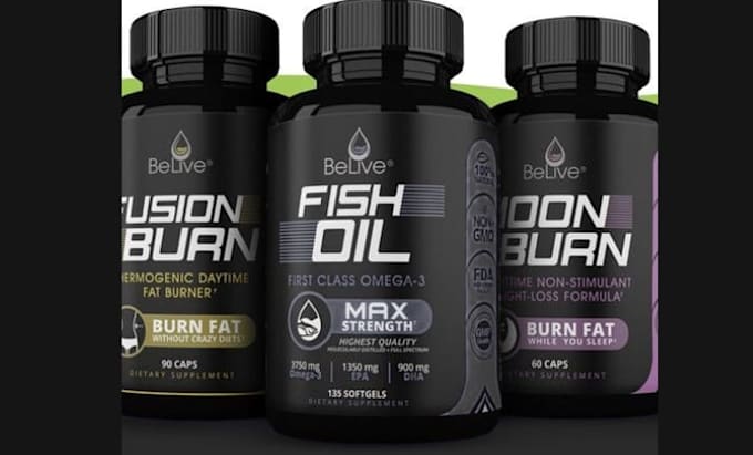 design supplement bottle labels, vitamin packaging, and product labels
