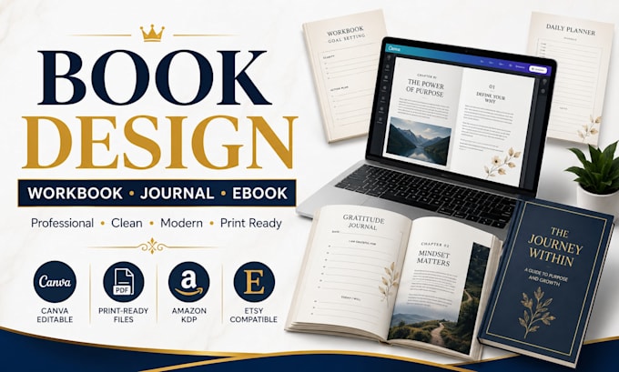 design premium ebook, planner and journal layouts in canva