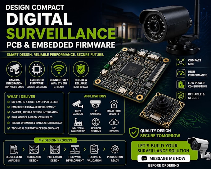 design compact digital surveillance pcb and embedded firmware