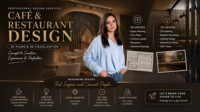 design a unique cafe or restaurant interior and layout