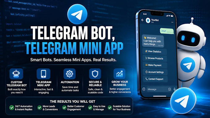 custom telegram bot, python bot automation web scraping ai telegram discord bot