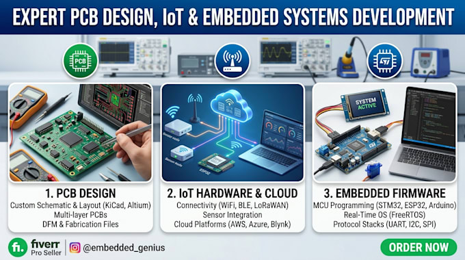 develop pcb design, iot and embedded systems