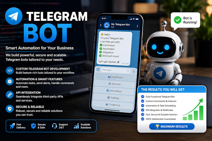 build a custom telegram bot with payments and integrations, telegram bot