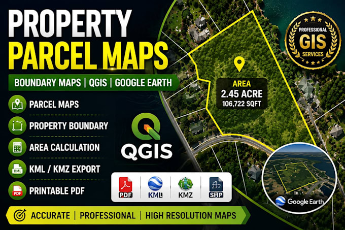 do gis parcel maps, property boundary maps, google earth kml and qgis files
