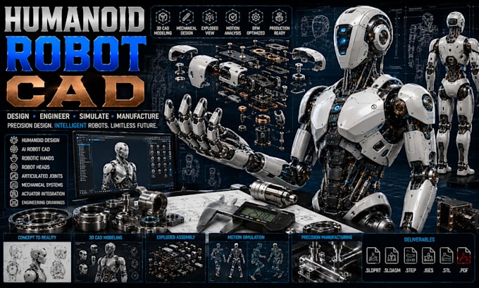 design custom ai robot and humanoid robot cad models