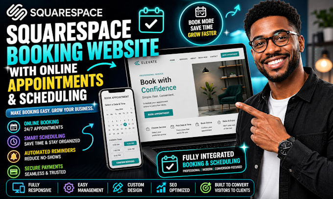 design a squarespace booking website with online appointments and scheduling