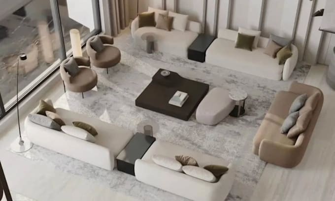 do interior design, 3d rendering, floor plan and realistic room design