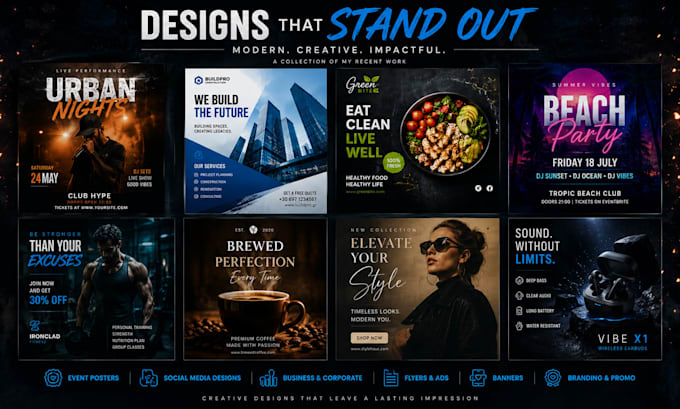 design premium flyers, posters, and social media promos