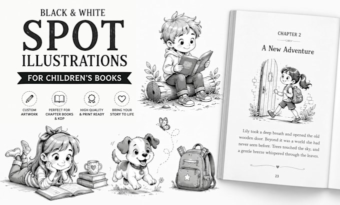 create custom spot illustrations for childrens books KDP amazon illustrations