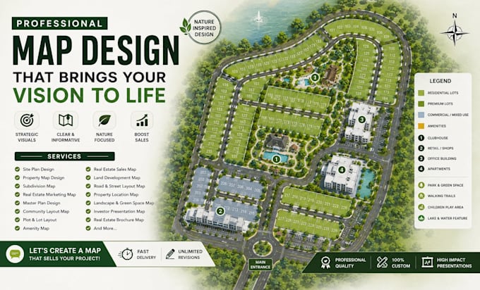 design site plan, property map, real estate marketing map subdivision map design