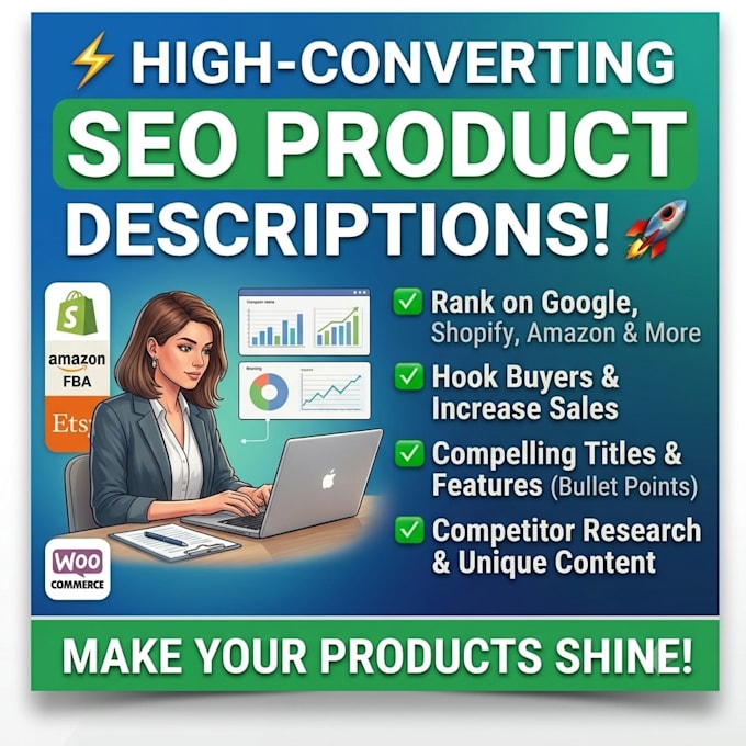 write SEO product descriptions for shopify, amazon