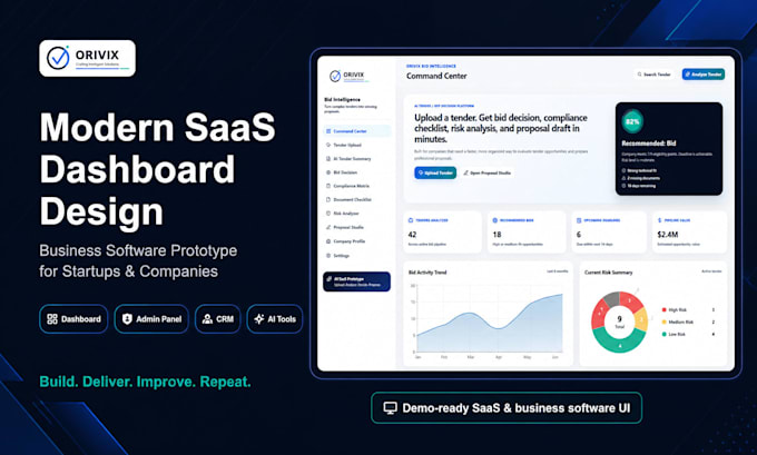 design a modern saas dashboard or business software prototype