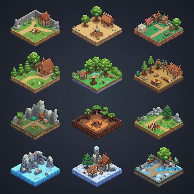 create pixel art sprites, game assets, tilesets and animations for indie games