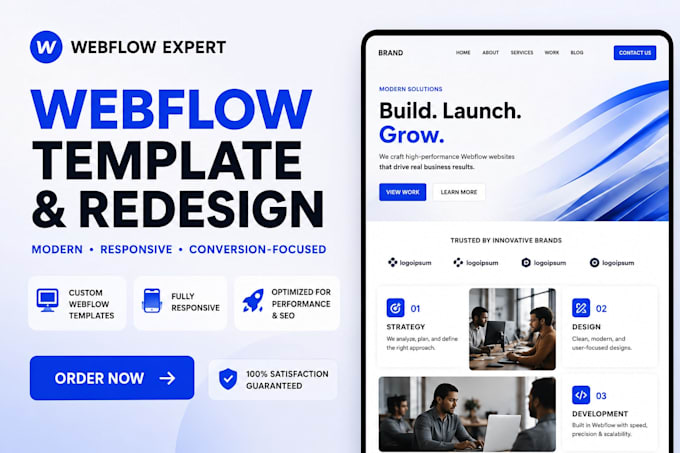 do webflow template, webflow redesign, webflow bug fix, webflow developer