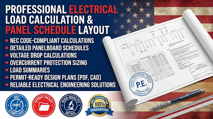 create electrical load calculation drawings and panel schedule layout