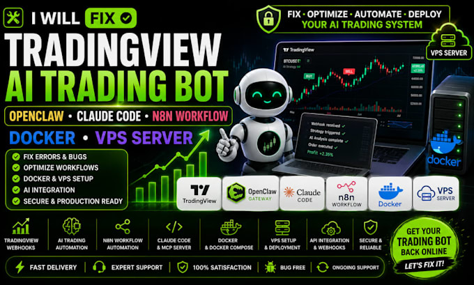 fix tradingview trading bot openclaw claude code n8n workflow docker vps server