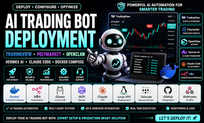 deploy trading bot tradingview polymarket openclaw hermes ai claude code docker