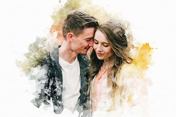 create amazing watercolor couple portrait