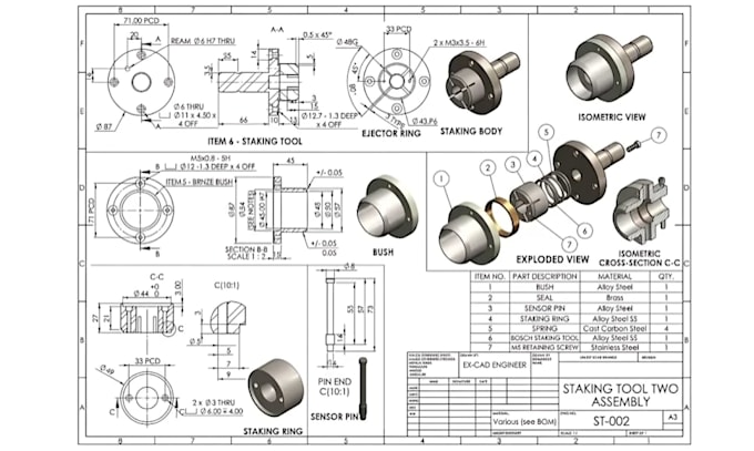 do 2d technical drawing, patent and engineering drawing, in autocad or solidwork