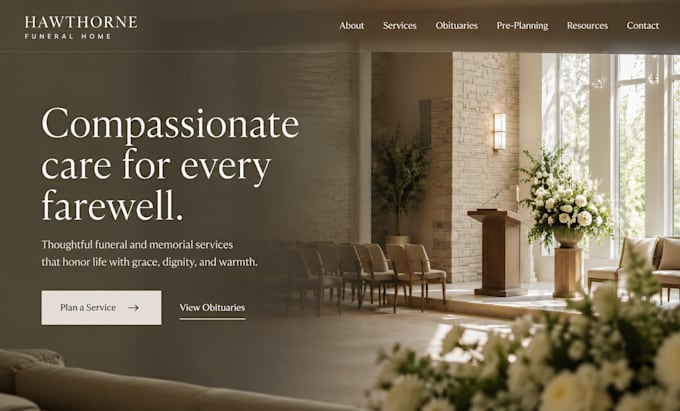 build squarespace funeral home website with obituary listings