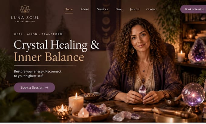 design squarespace crystal healing energy wellness website tarot astrology