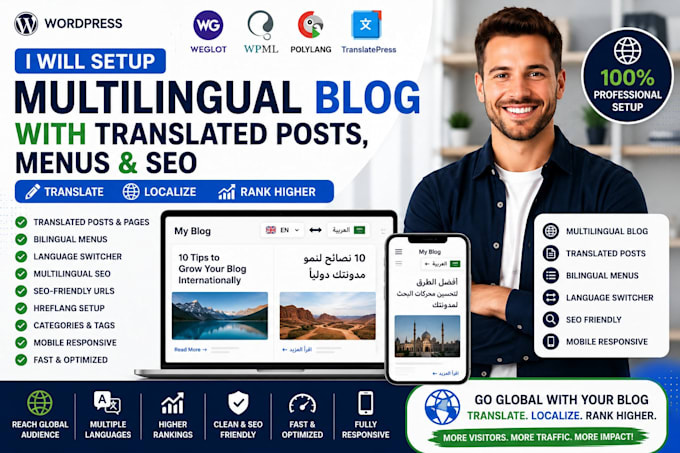 setup multilingual blog with translated posts menus SEO and language switcher