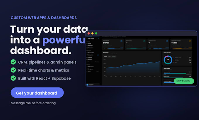 build a custom web app dashboard with react and modern UI