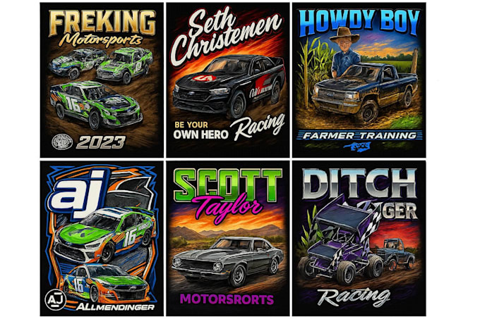 custom racing theme design for brand or merchandise