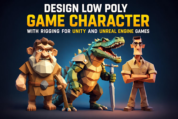 design low poly game character with rigging for unity and unreal engine games