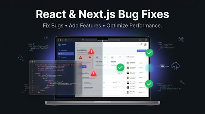 fix react nextjs bugs and add new features to your website