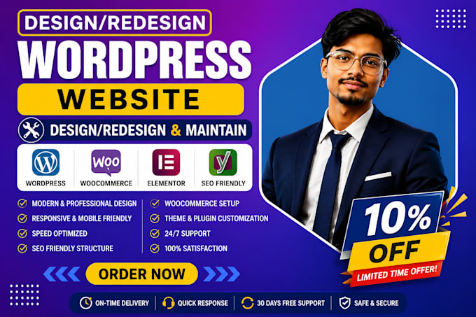 design, redesign and maintain your wordpress website, full stack developer