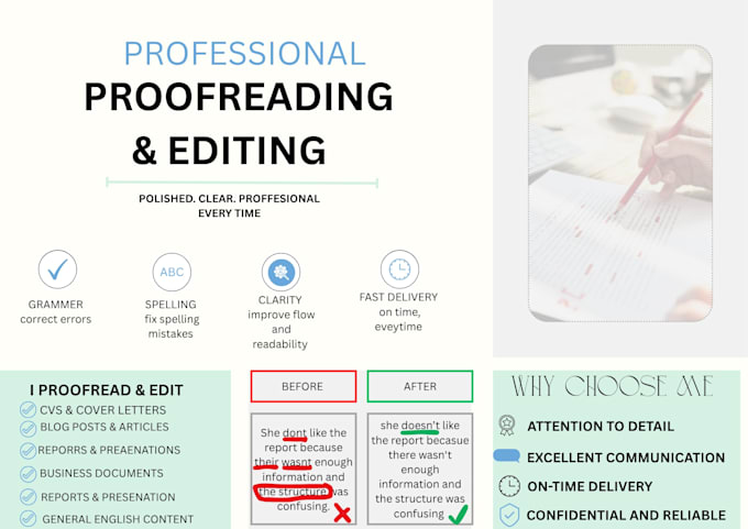 proofread and edit your documents for grammar, spelling, and clarity