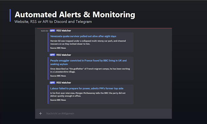 build a python bot that monitors a website or feed and sends alerts