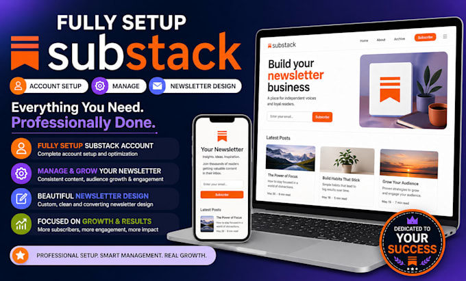 fully setup account manage substack newsletter design substack setup