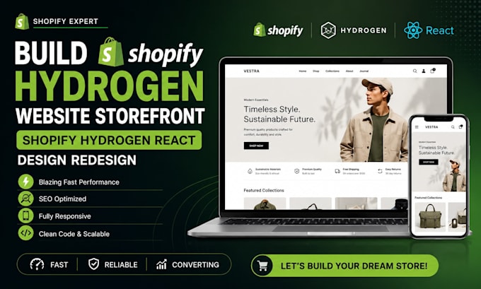 build shopify hydrogen website storefront shopify hydrogen react design redesign